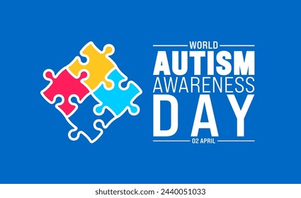 2 April world Autism Awareness Day colorful Puzzle icon banner or background design template.