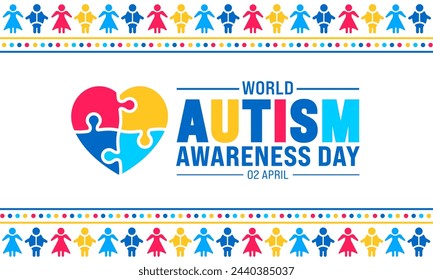 2 April world Autism Awareness Day concept colorful child boy and child girl icon background design template.