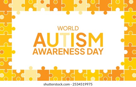 2 April world Autism Awareness Day colorful Puzzle icon with puzzle Awareness Ribbon banner or background design template.