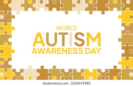 2 April world Autism Awareness Day colorful Puzzle icon with puzzle Awareness Ribbon banner or background design template.