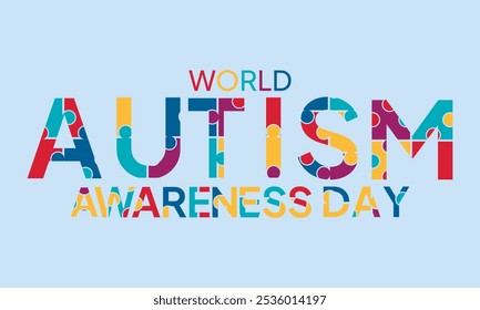 2 April world Autism Awareness Day colorful Puzzle icon with puzzle Awareness Ribbon banner or background design template.