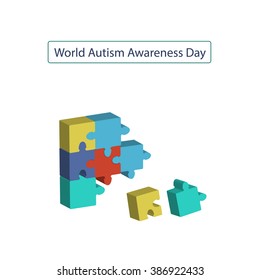 2 April as World Autism Day. Color Puzzles. Vector illustration on isolated background.