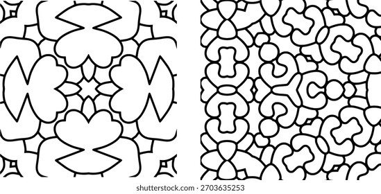 2 estilo árabe boho mandala elemento de diseño de arte en blanco y negro, forma geométrica estética