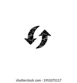 círculo de diseño de icono de flecha de 2, icono de doodle abstracto simple, dibujado a mano, ilustración vectorial