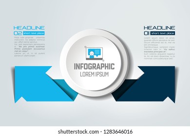 2 arrow options, parts, steps. Vector scheme, chart, infograph, infographic. 