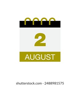2 august calendar date icon vector eps