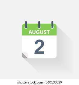 2 august calendar icon on grey background
