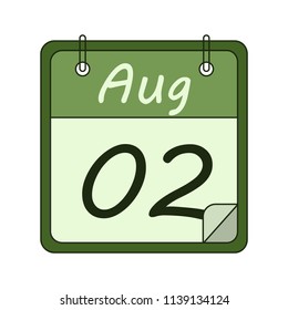 2 August calendar icon. Vector illustration in flat style