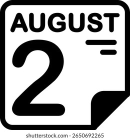 2 August Calendar Semi Solid minimalist Icon