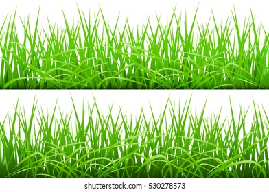 2 Backgrounds Of Green Grass, Isolated On White Background, Vector Illustration art