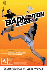 2 Badminton Tournament Poster, Sports Event.