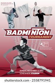 2 Badminton Tournament Poster, Sports Event.