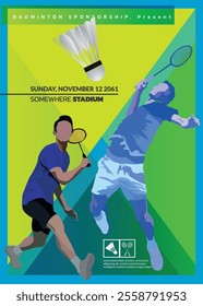 2 Badminton Tournament Poster, Sports Event.