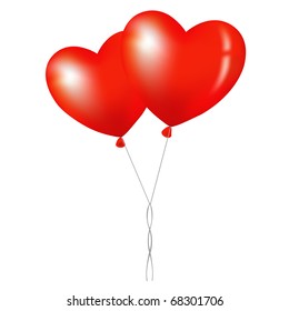 2 Balloons, Isolated On White Background, Vector Illustration