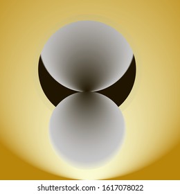 2 balls falling from the hole. abstract drawing in pastel colors. 3d vector fantasy.
