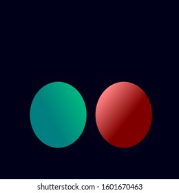 2 balls vector icon in green red green with black  background.