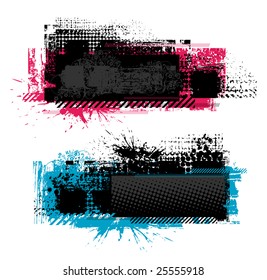 2 Banner in dark grunge style with an inky dribble strip with copy space