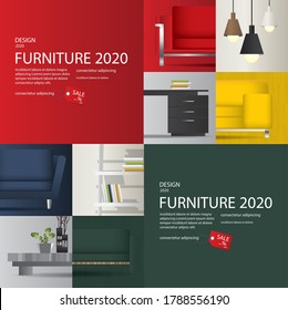 2 Banner Furniture Sale Advertisement Flayers Vector Illustration