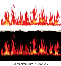 2 banners of fire flames make with mesh