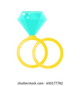 2 beauty wedding ring with diamond. Vector modern style cartoon illustration icon design.  Isolated on white background. wedding, marriage concept