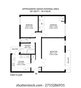 2 SCHLAFZIMMER WOHNUNG 581 QM. - 54,0 QM