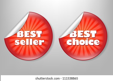 2 Best Choice Red Label, Isolated On Grey Background, Vector Illustration