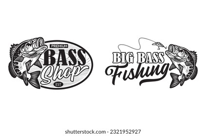 2 big bass fishing logos for T Shirts and caps