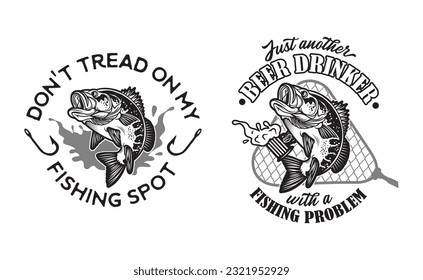 2 big bass fishing logos for T Shirts and caps