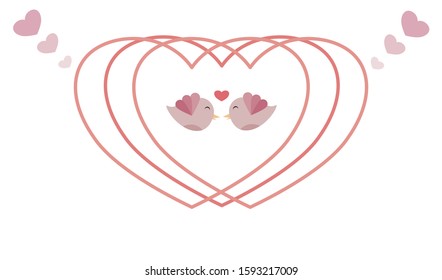 2 birds flying and express love inside the heart.