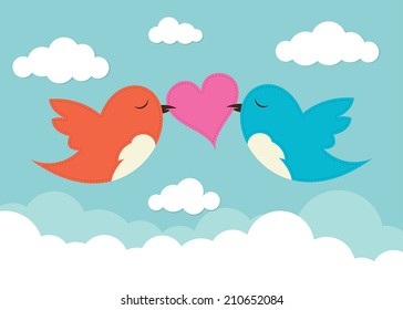 2 birds with love heart 