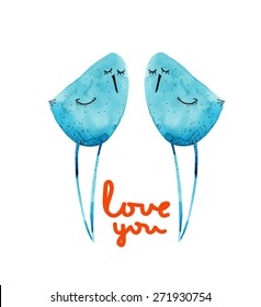 2 birds. Love. Vector