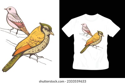 2 birds sitting on tree typography graphic design, for t-shirt prints, vector illustration editable template