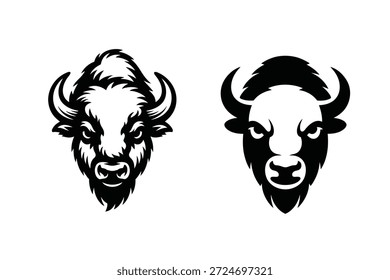 2 Paquete de silueta de Vector de cabeza de bisonte