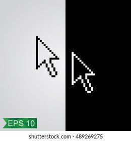 2 black and white cursor icons. Vector illustration.