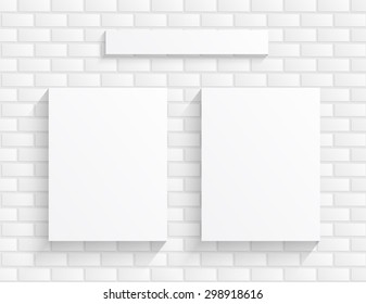 2 Blanks sheet of paper on a brick wall background