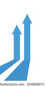 2 flechas de negocios azules en una fila apuntando hacia arriba en formato de Vertical