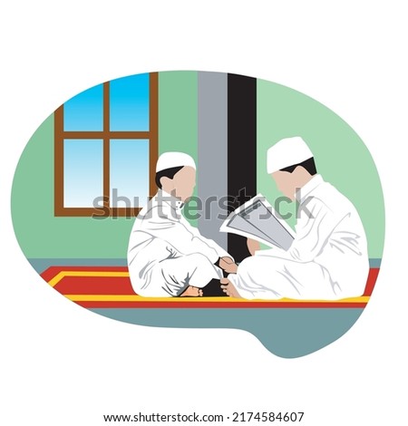 2 boys memorizing the Quran in the mosque