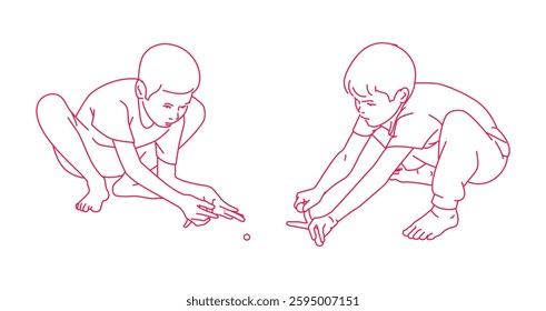 2 boys playing the game of marbles
