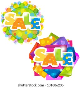 2 Bright Sale Posters, Isolated On White Background, Vector Illustration