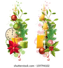 2 bright vertical Christmas borders