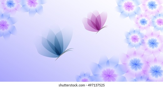 2 butterflies & flowers