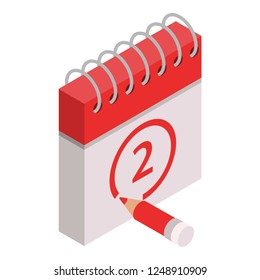 2 calendar date icon. Isometric of 2 calendar date vector icon for web design isolated on white background