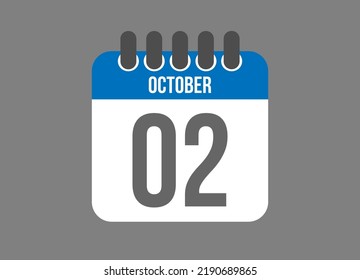 2 Kalender Oktober. Kalendersymbol für Oktober Tage in blauer Farbe auf dunklem Hintergrund.