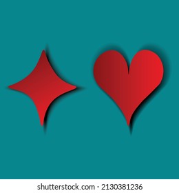 2 card suits with a deep shadow: diamonds and hearts