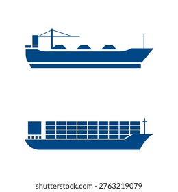 2 cargo ship vector icon vector collectio