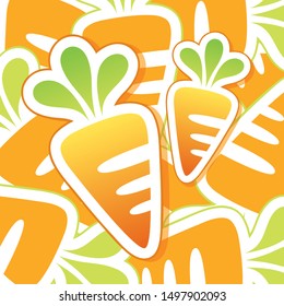 2 Carrots on Carrots sticker background.Vector Design.