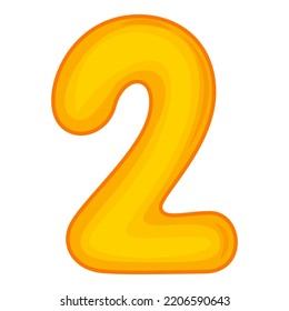 2, cartoon Arabic numerals. The ten digits of the Arabic numerals from 0 to 9, font Hand drawn. Decorative numbers for children's magazines. Vector illustration isolated on white background.