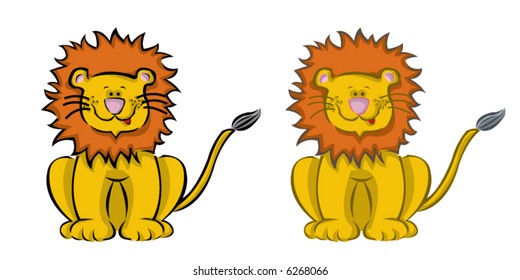 2 cartoon lions (vector)