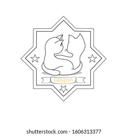 2 cats cuddling each other represents Gemini zodiac in horoscope.