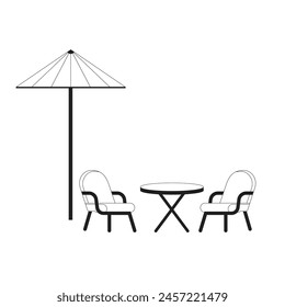 2 chair with umbrella. cafe. beach. simple vector illustration